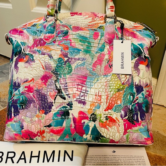 👜NWT!! HARD TO FIND DESIGN! Gorgeous Brahmin Large Duxbury Satchel in Daylily! - Picture 16 of 16